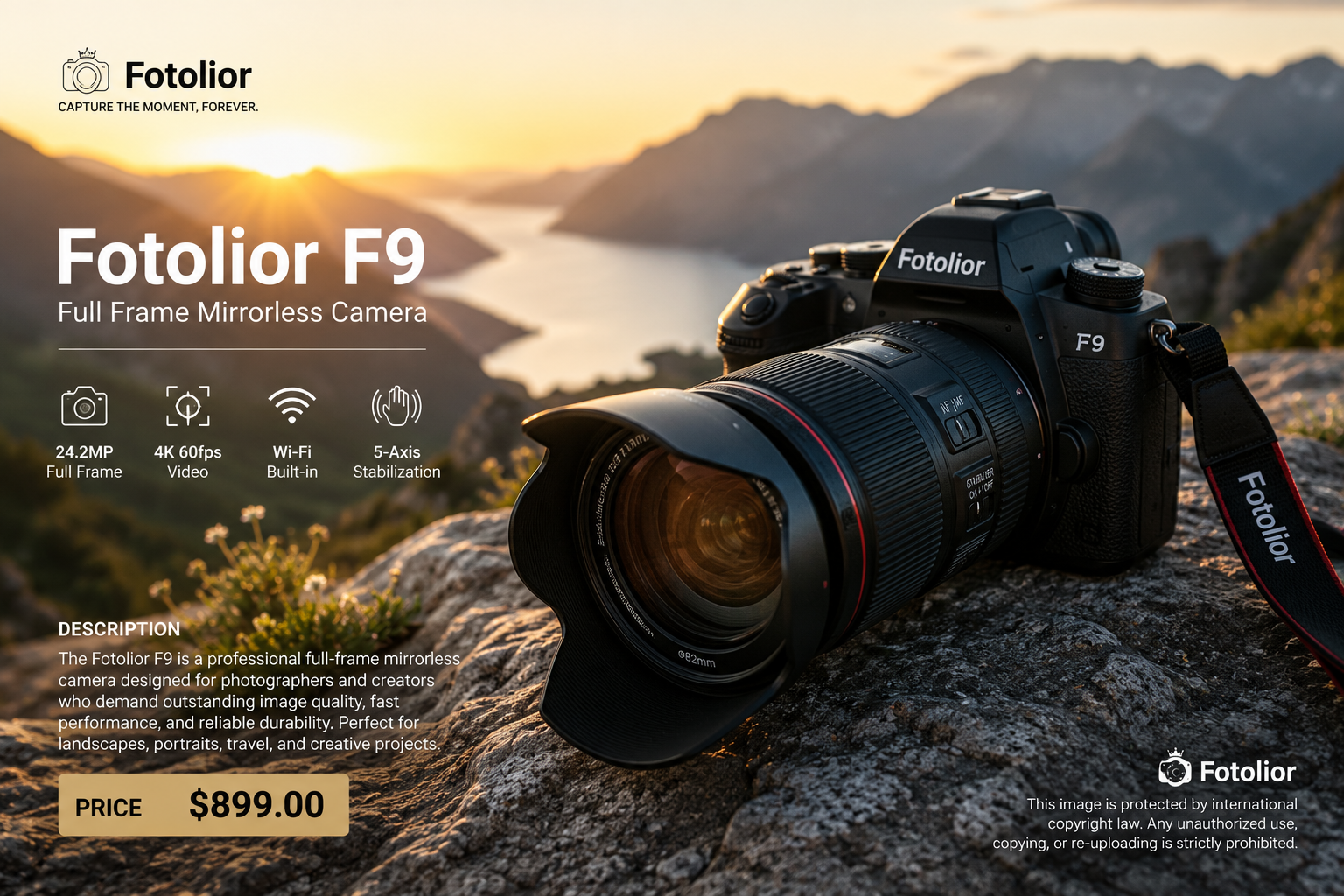 Fotolior F9 Full-Frame Mirrorless Camera at Golden Hour